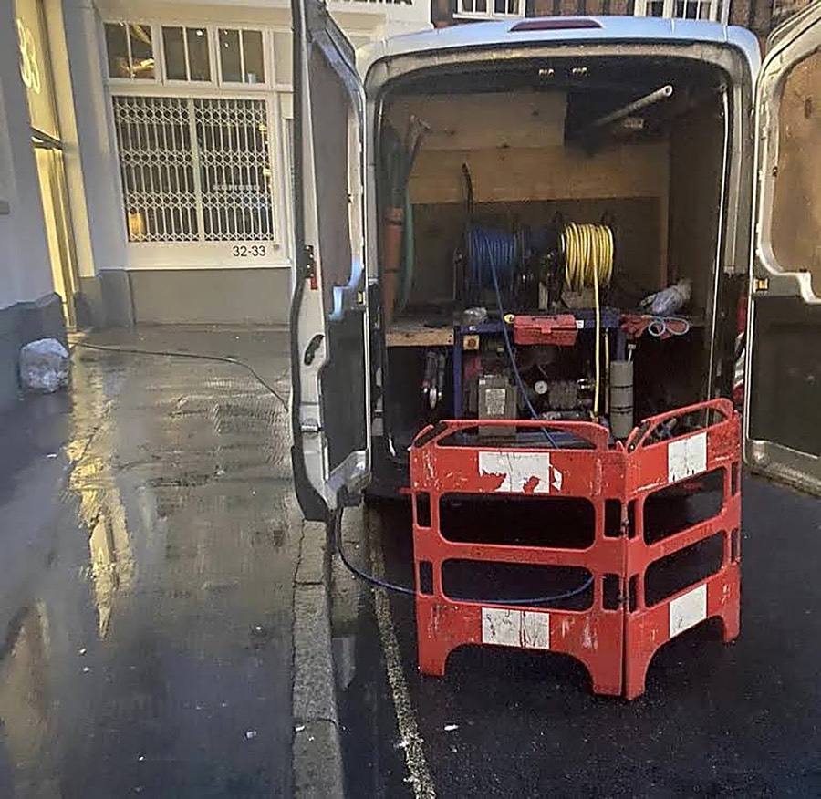 Neos Engineering van and drainage equipment on a job in London